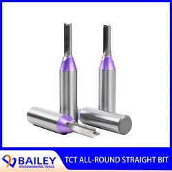 BAILEY 6-8mm 3 Flutes TCT Straight Bit Without Slotting Router Bit for Wood Tungsten Carbide Router Bit 1/2 Shank