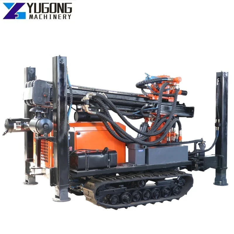 180M Easy to Operate Depth 180m Diesel Rotary Portable Rubber Crawler Water Well Drilling Rig