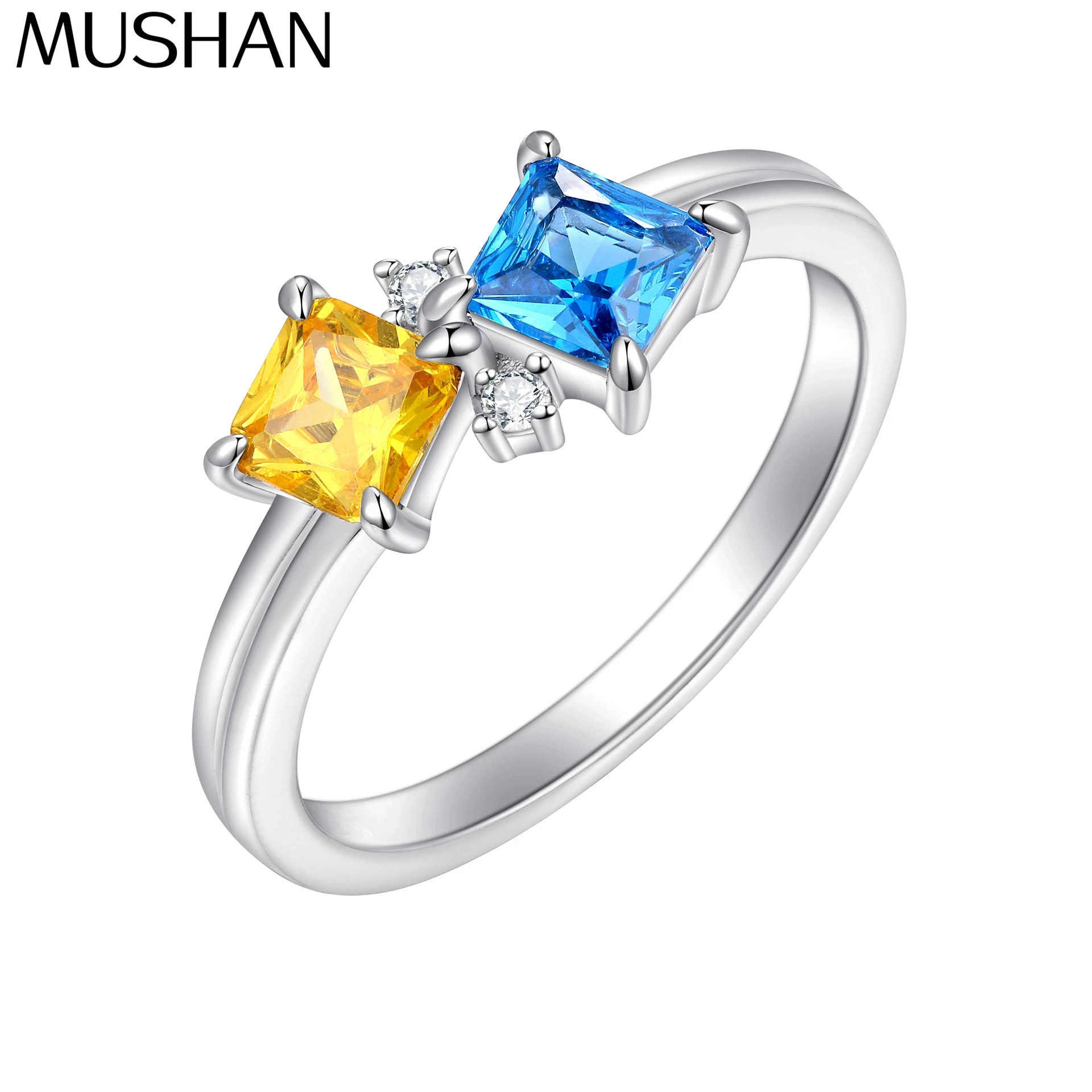 

Ювелирные изделия MuShan: Кольцо из стерлингового серебра 925 пробы с цирконом 5А класса, треугольное, для невесты, с покрытием из настоящего золота 18К, изысканные ювелирные кольца