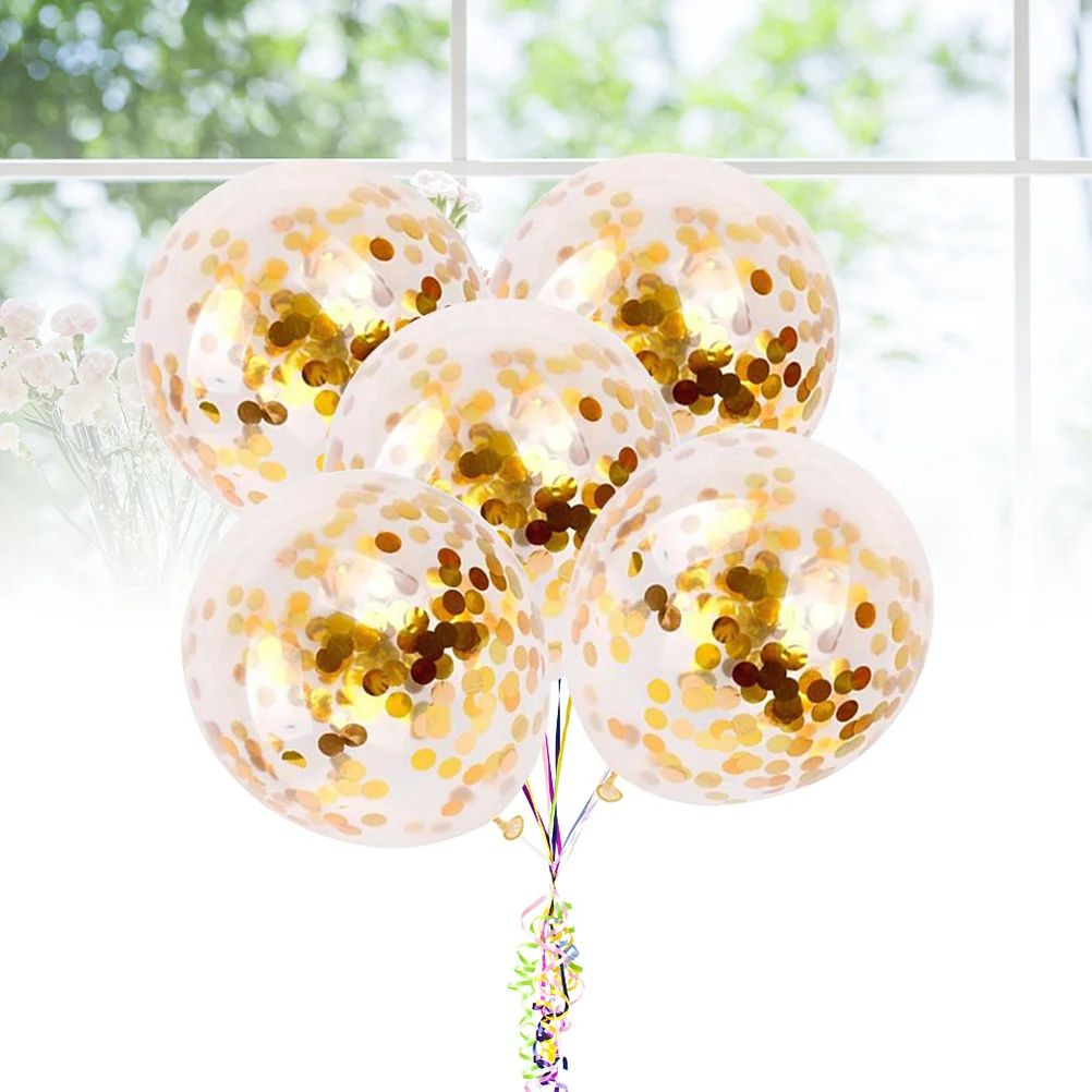 

5Pcs 12 Inch Confetti Balloons Gold Sequins Latex Party Balloons for Wedding Birthday Christmas Festival Decor