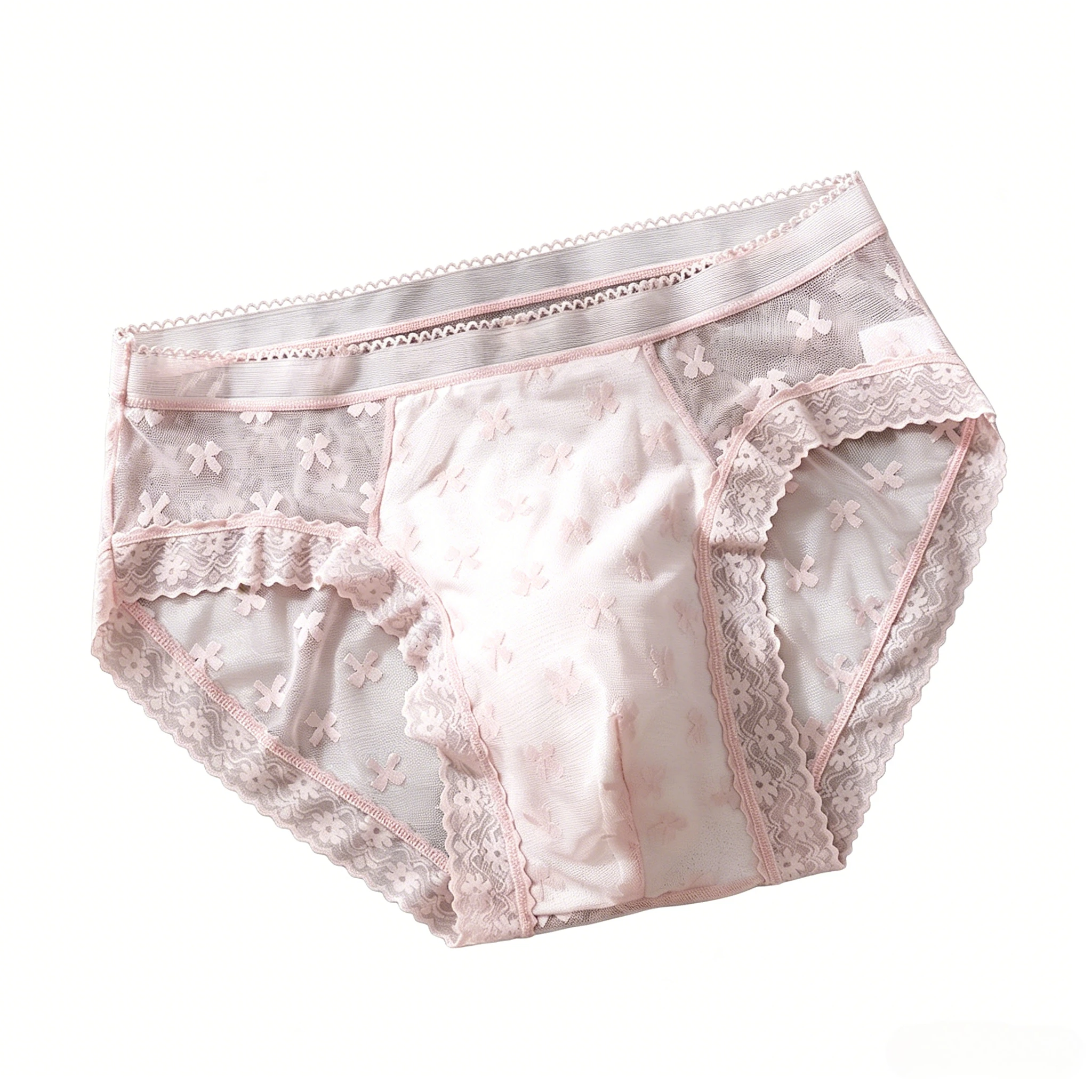 

Bow Print Lace Mesh Briefs for Men 3D U-Convex Pouch Breathable Sexy Underwear Sissy Fashion Comfortable Daily Wear Underpants