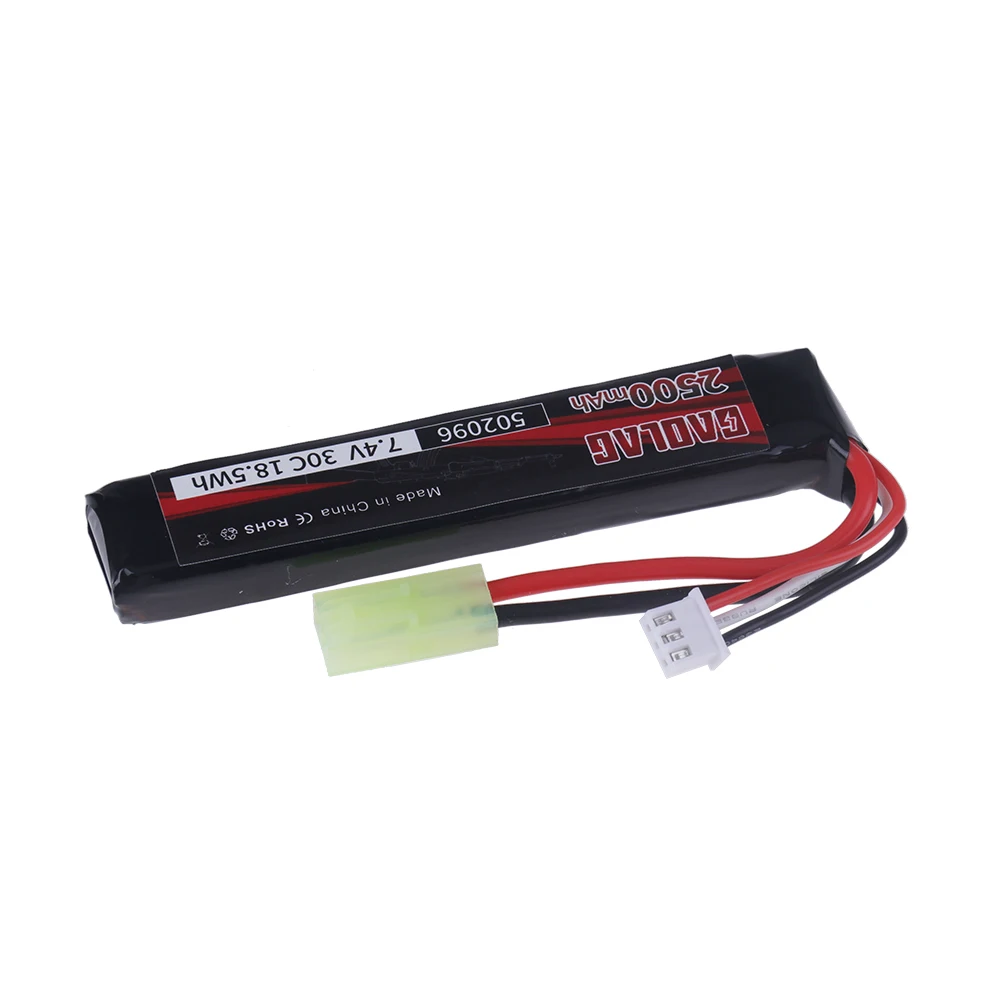 2S Water Gun Battery 7.4V 2500mAh 30C Lipo Battery With Tamiya Plug For AKKU Mini Airsoft BB Air Pistol Electric Toys Guns Parts