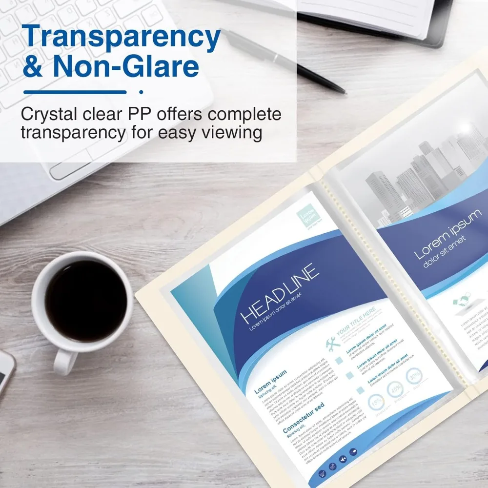 แฟ้ม 30 ช่องพร้อมปลอกพลาสติก 9x12 (สีงาช้าง) โฟลเดอร์ผลงานศิลปะสำหรับงานหนักพร้อมแผ่นป้องกันแบบใส แสดง 60 หน้า