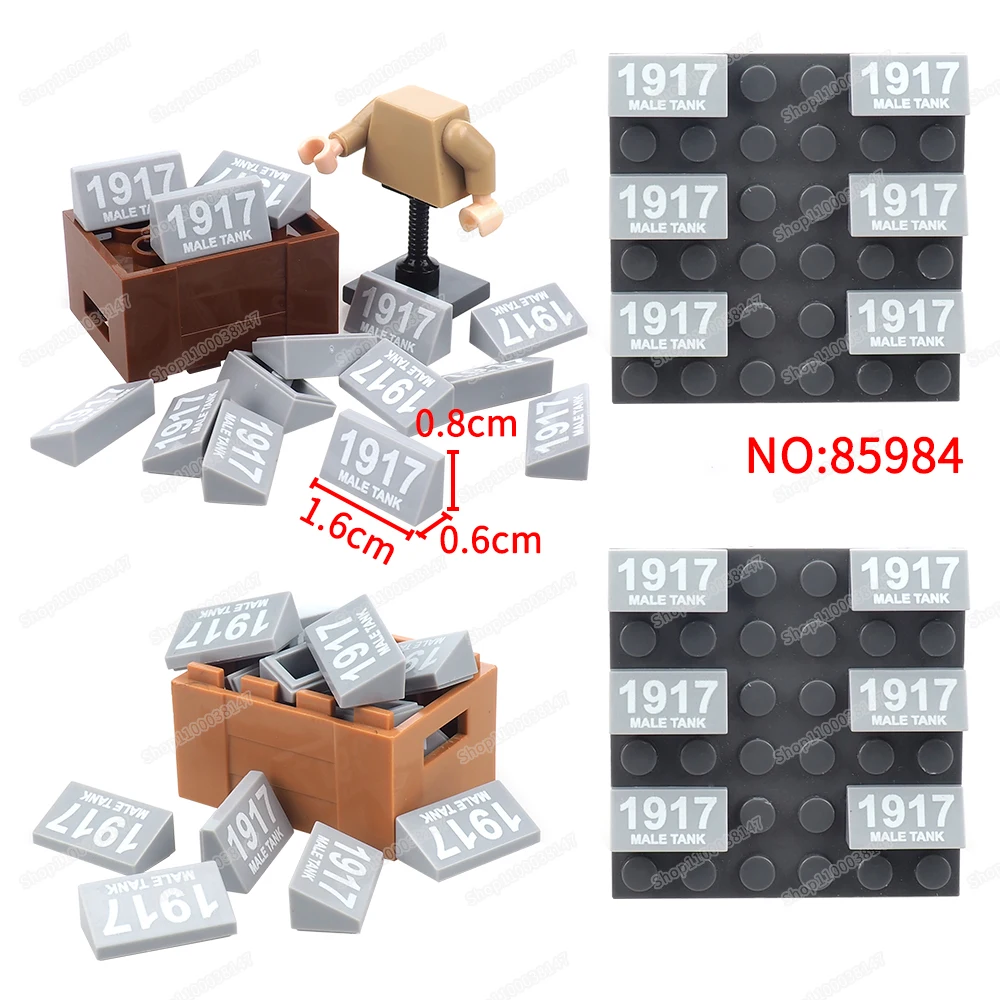 

Numbers White 1917 Pattern 85984 Building Block 1x2 Bevel Printed MOC figures Equipment Scene Matching Model Parts DIY Gift Toys