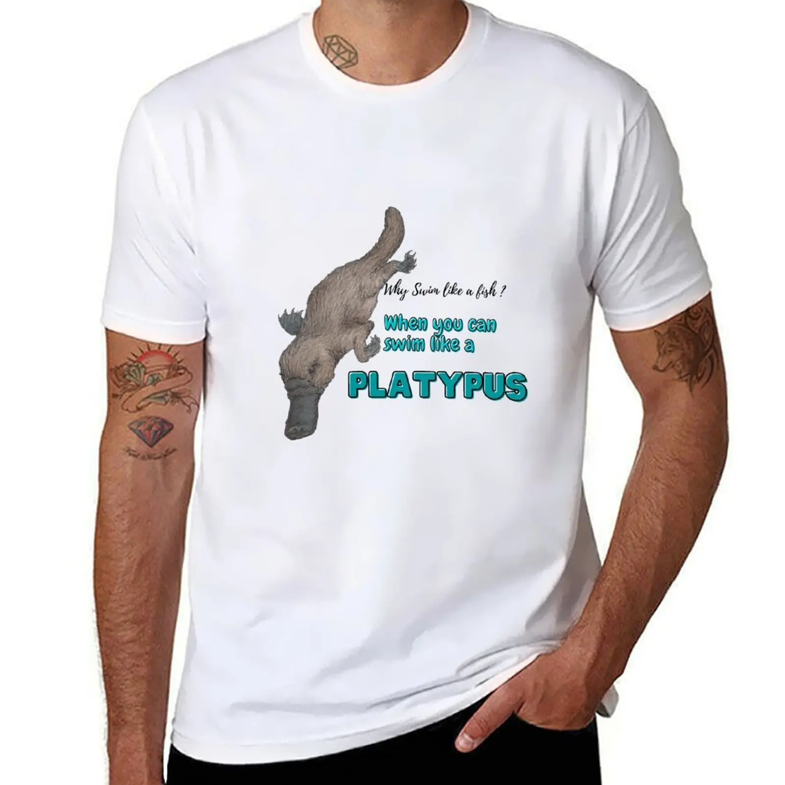 

t shirt luxury Swim cotton T-Shirt man t shirts men man Platypus shirt cotton 100% like t a