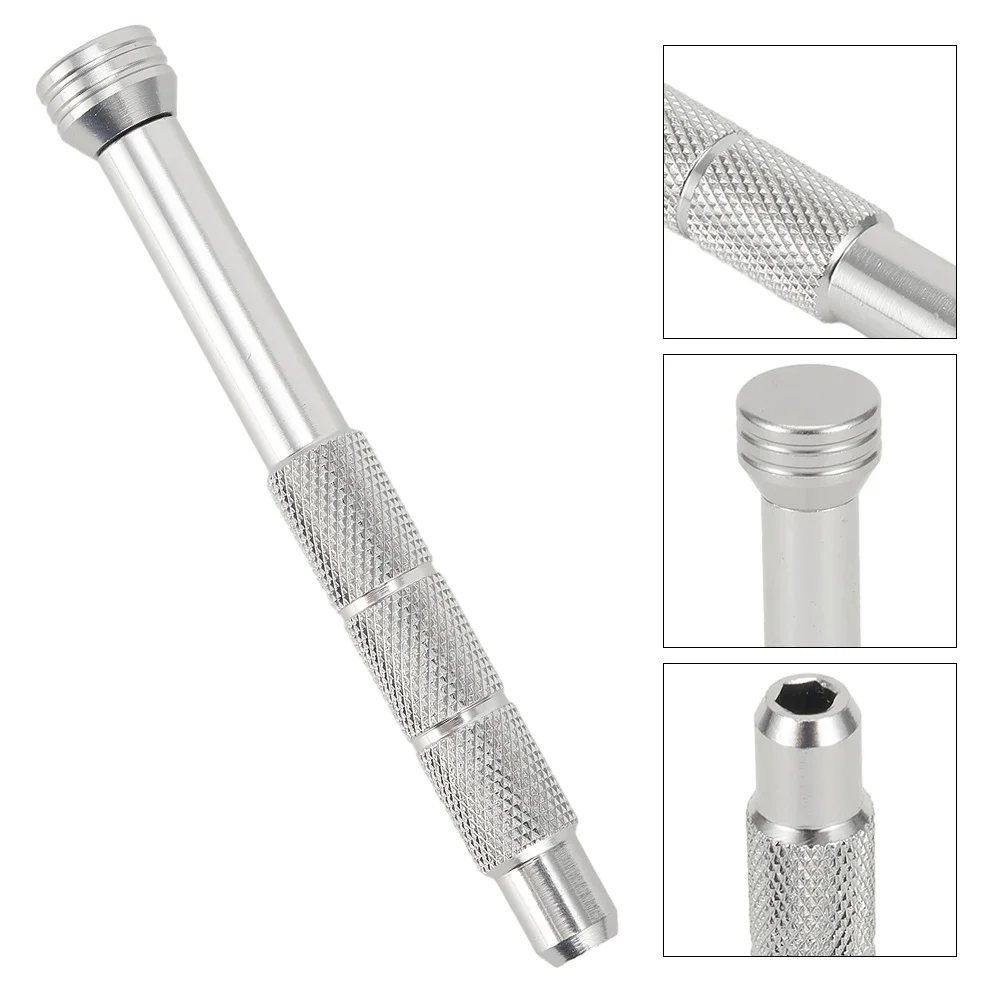 Silver Screwdriver Bits Holder, Driver Handle, liga de alumínio, precisão magnética, ferramentas manuais