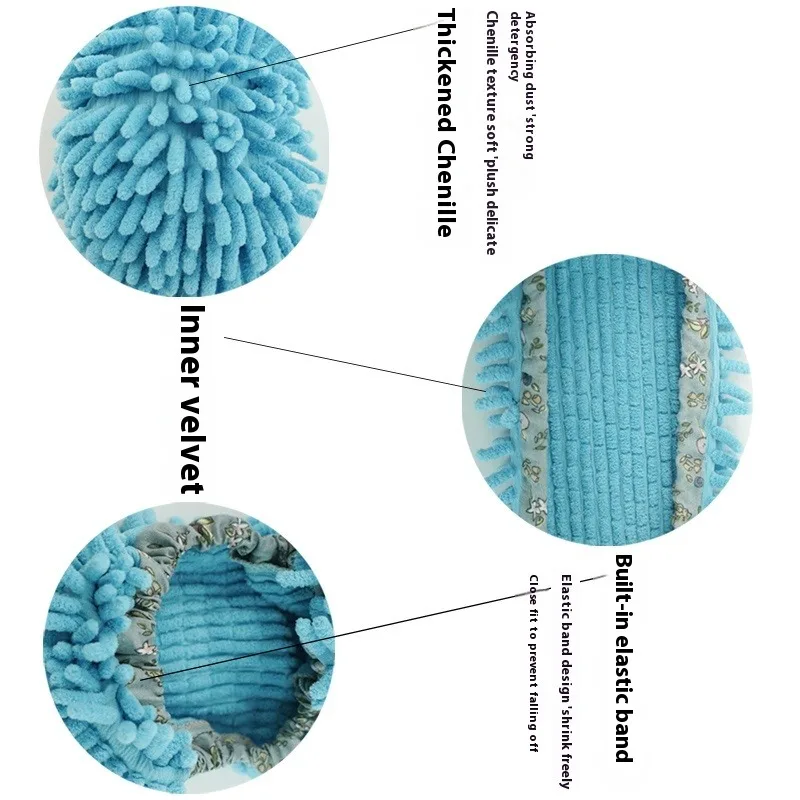 怠惰なモップスリッパ シェニール クリーニングシューズ 洗えるフロアスクラバー 屋内 滑り止め 吸収性 静かな足のダスティングクロス ホーム 面白い