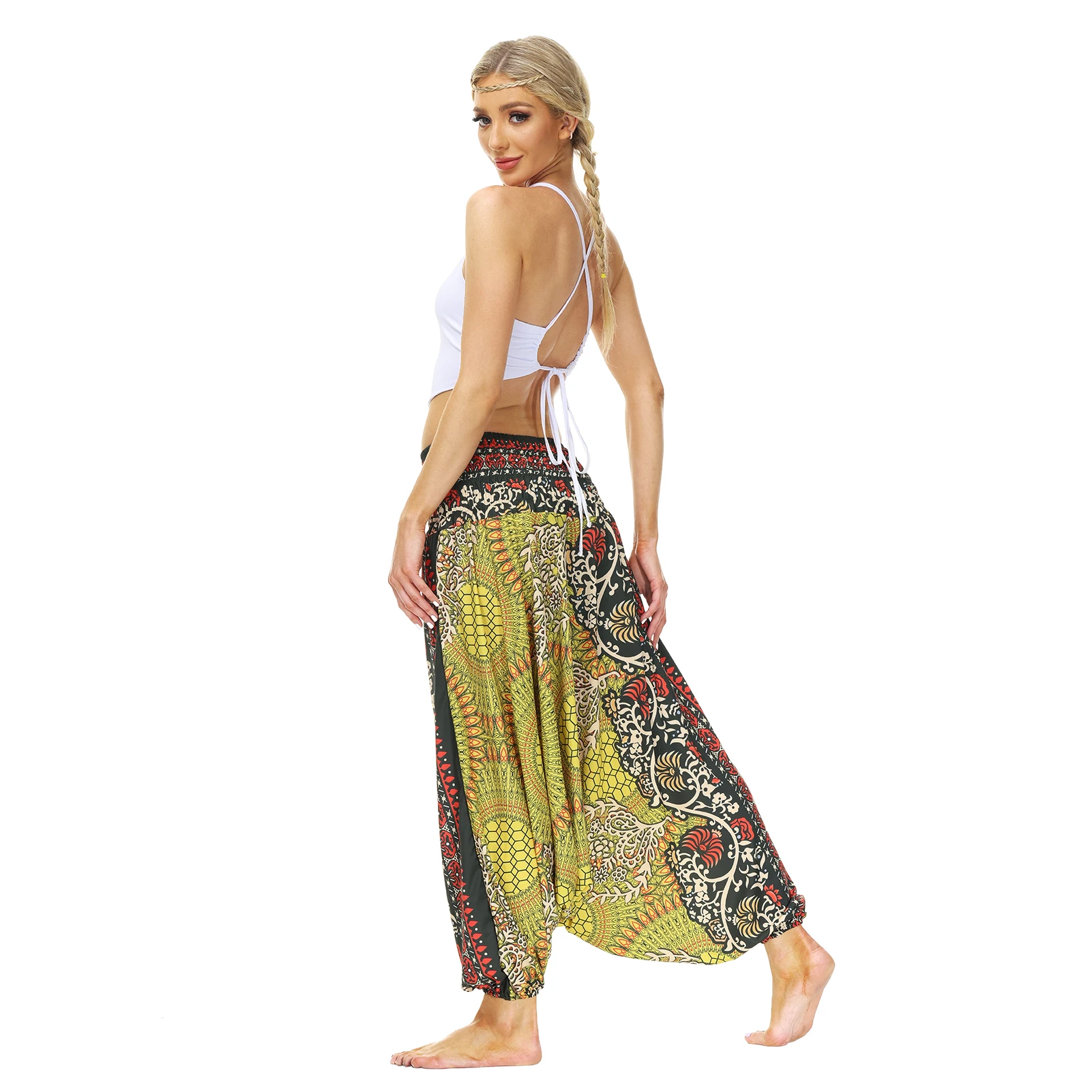 Women\'s Casual Beach Pants Harem Pants Yoga Pants Harem High Waist Baggy Hippie Boho Aladdin Pants