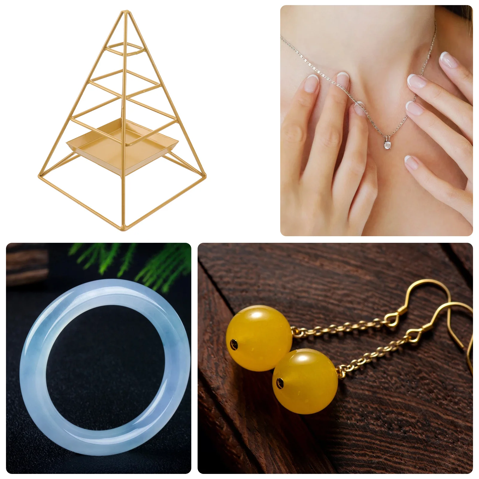 

1Pcs Golden Jewelry Display Stand Three-Tier Iron Jewelry Storage Rack Organized Earring Necklace Ring Holder Stylish Bathroom