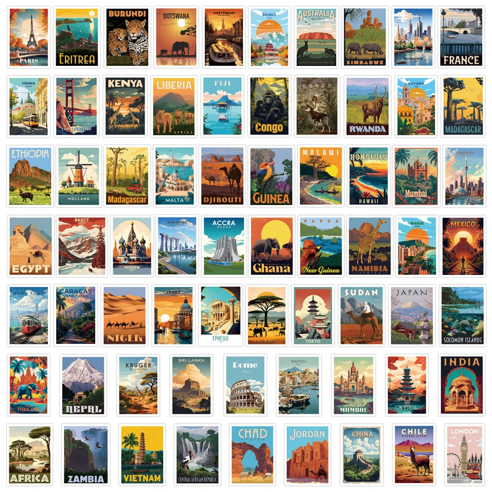 25/50/100pcs Mix Country Famous Travel Landmarks Stickers for Skateboard Diary Guitar Laptop Bike Waterproof Sticker Decals Toy