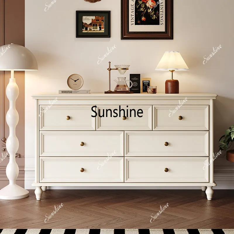 American solid wood storage cabinet, bedroom nine-bucket cabinet, living room seven-bucket