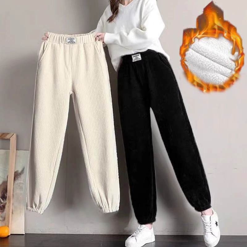 Fleece Sweatpants Women Winter Warm Pants Trendy Ankle-Length Trousers Guard Pants Casual Sports Pants Warm Thicken Leggings