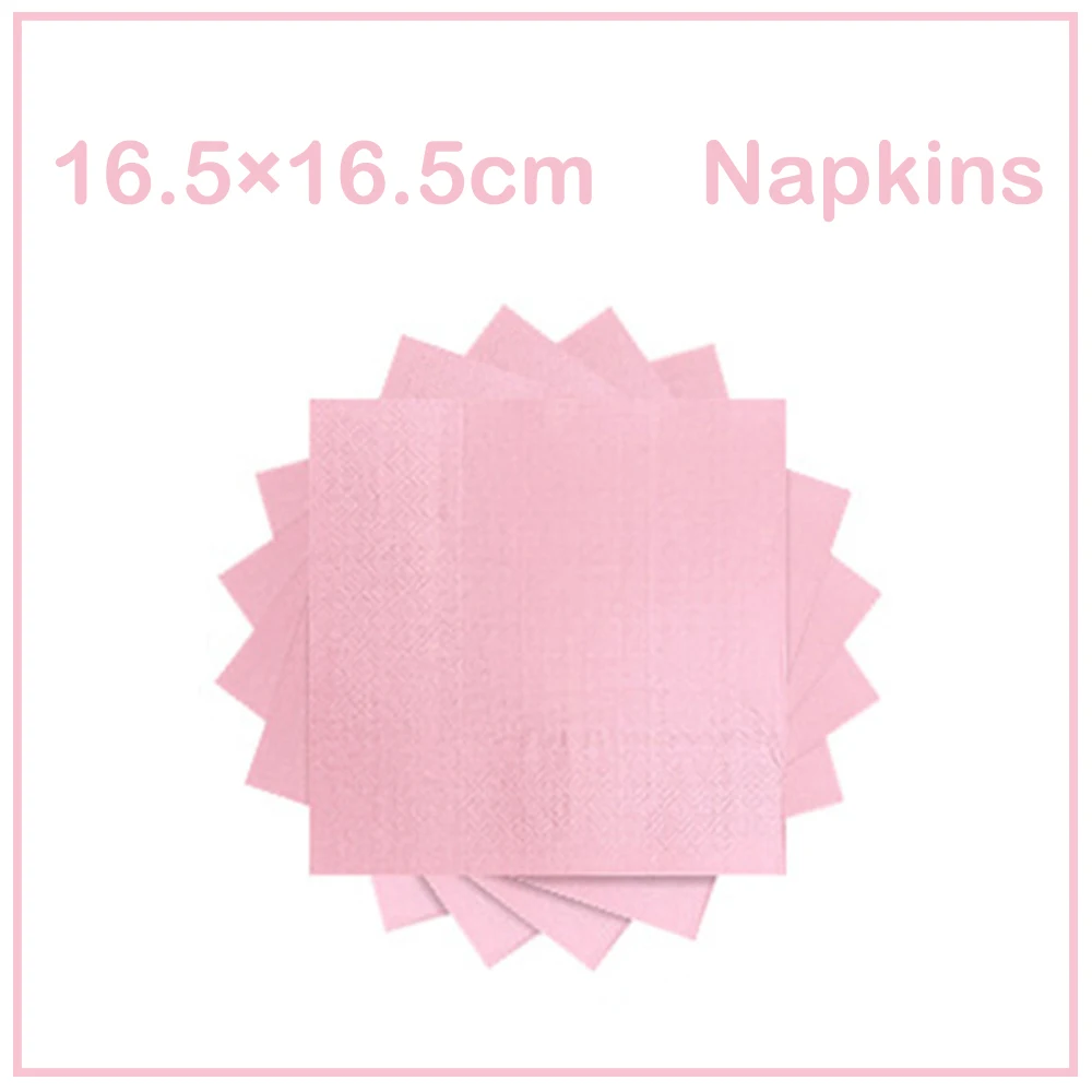 Reines Rosa Themen-Geschirrset aus Papier: Teller, Becher, Servietten, Tischdecke für Geburtstagsfeiern und Dekoration – Detail 5