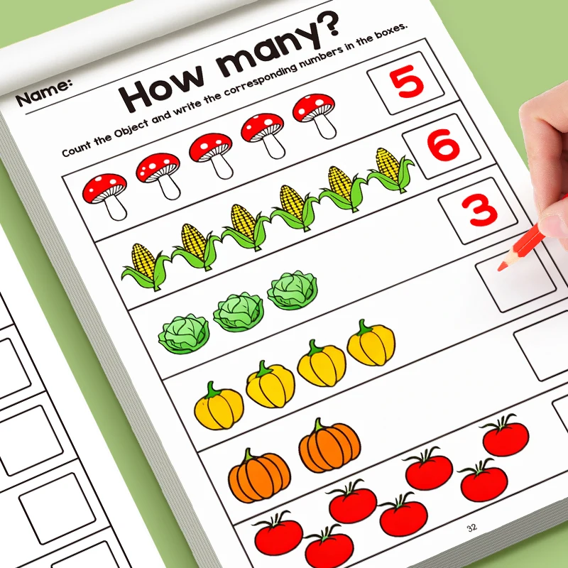 32Pages Digital Workbook: Interactive Math Activity Book for Preschool – Features Digital Tracking, Counting & Coloring Games