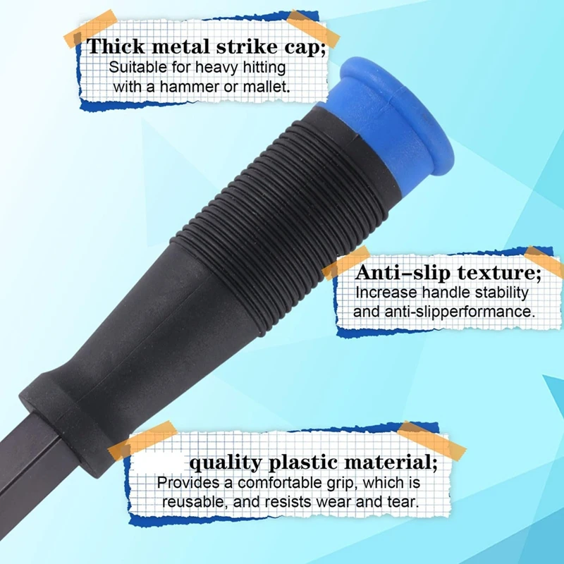 M11K-Wood Chisel Set With 3 Protective Caps Square Mortise Chisels With Non-Slip Handle For Door Mounting Frames