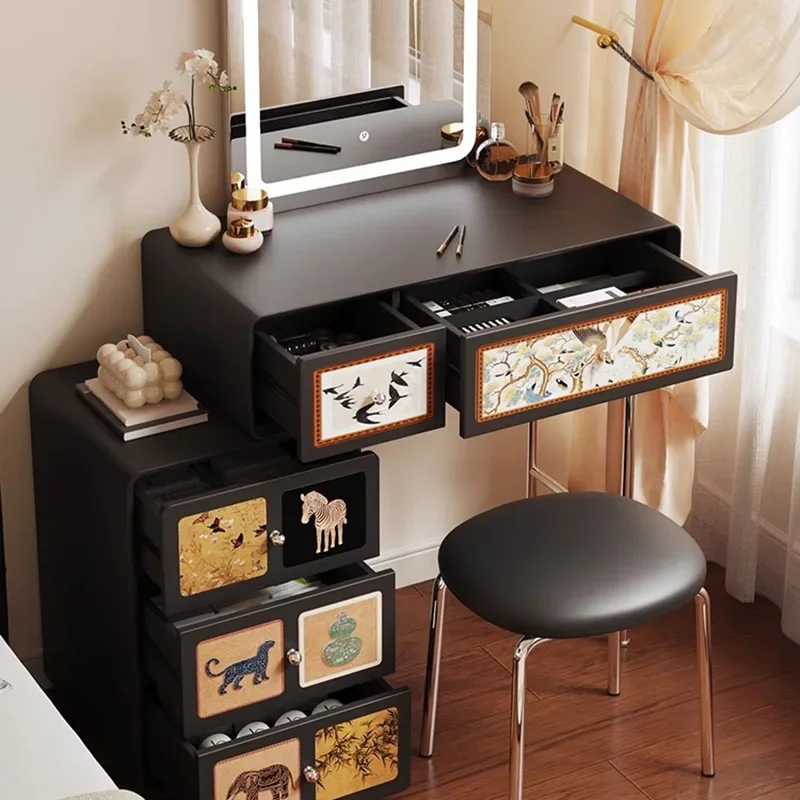 

Modern Luxury Garden Vanity Table Makeup Mirror Chair Style Dressing Table+ Cabinet Girl Body Comoda Pra Quarto Home Furniture