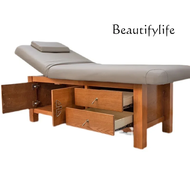 

X High-Grade Solid Wood Facial Bed Beauty Salon Special Household with Hole Massage Couch Physiotherapy Bed Eyelash Massage Bed