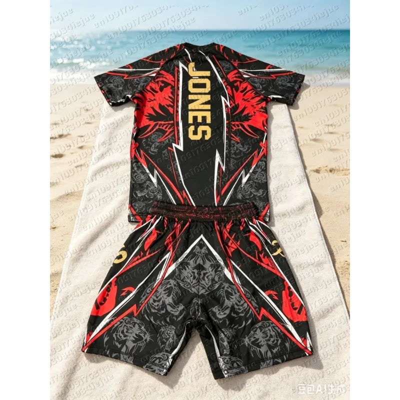 Sommer-Top-Boxer-MMA-Oktagon-Käfig-Jon-Jones-T-Shirt-Shorts-Set für Herren und Kinder, Sport-Trainings- und Laufset, schnelltrocknendes Kampfset