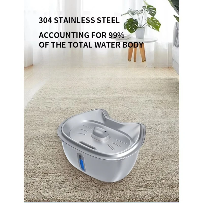 Stainless Steel Automatic Pet Water Fountain at Face Smart Induction Water Feeder Removable and Easy to Clean Pet Drinking Water