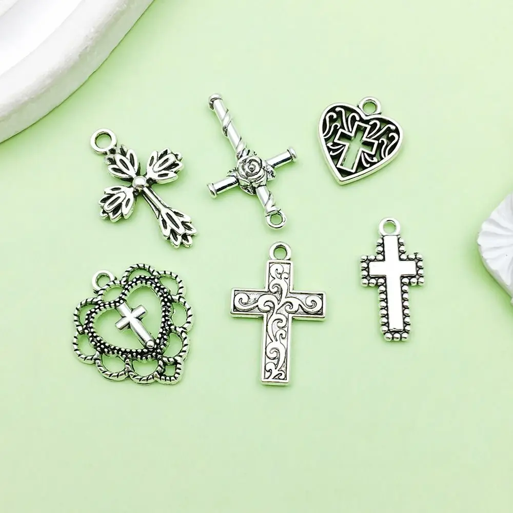 

20Pcs Vintage DIY Bracelets Jewelry Making Materials Handcrafts Retro Cross Necklaces Alloy Handmade Pendants Earrings