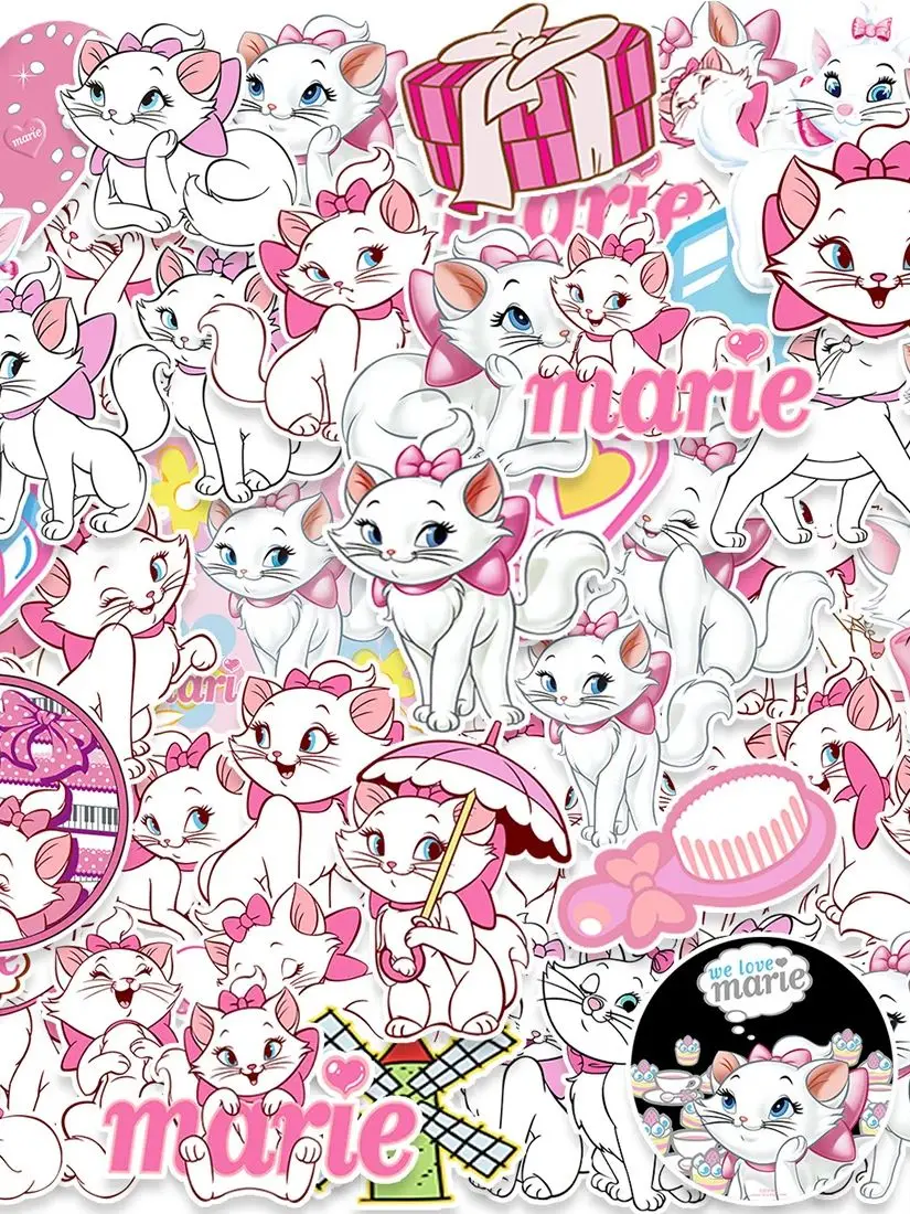 10/30/50 PIÈCES Disney Dessin Animé Film D'animation Les Aristochats Mignon Marie Chat Autocollants Amusant Graffiti Autocollants Enfants Jouet BRICOLAGE Ordinateur Portable Guitare