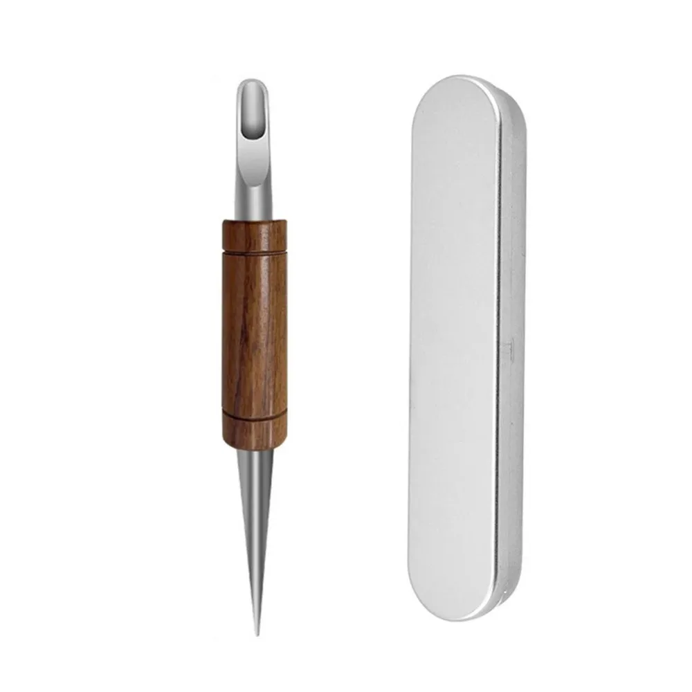 

Stainless Steel Tip Latte Art Pen with Storage Box Wood Handle Coffee Art Needle Comfortable Grip Easy to Use Coffee Carving Pen