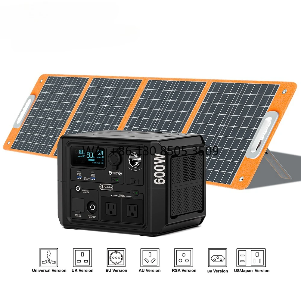 

Solar Generator 1000 Watt Battery Portable Power Station 600w with 100W Solar Panels Completed Set for Home