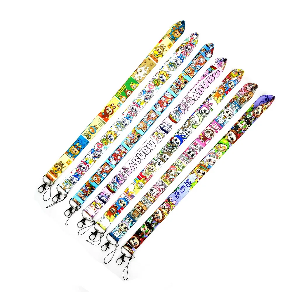 Wholesale Lot Cartoon POP MART LABUBU Phone key chain Neck Strap Keys Camera ID Card Lanyard