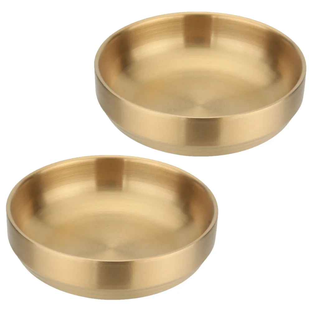 

2Pcs StainlessSteelInsulatedBowl DoubleLayerHeatproofBowl SauceDishDippingBowl KitchenTableware FamilyRestaurantUse