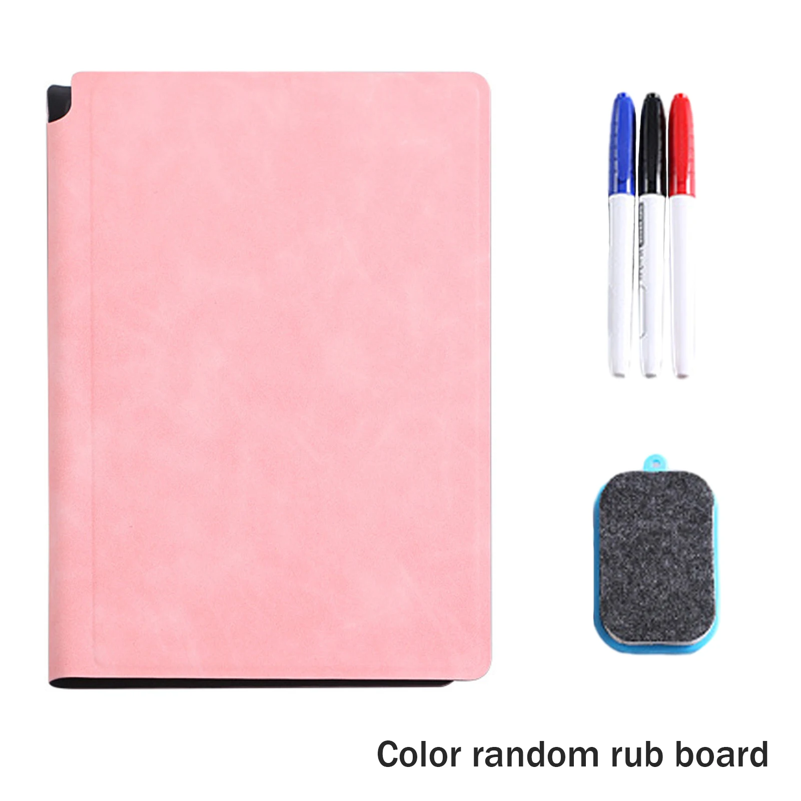 ไวท์บอร์ดขนาดเล็กลบได้3ปากกาสีแบบแห้งลบได้สมุดโน๊ตไวท์บอร์ดสำหรับนักเรียนทำจาก PU ปกหนังลบได้