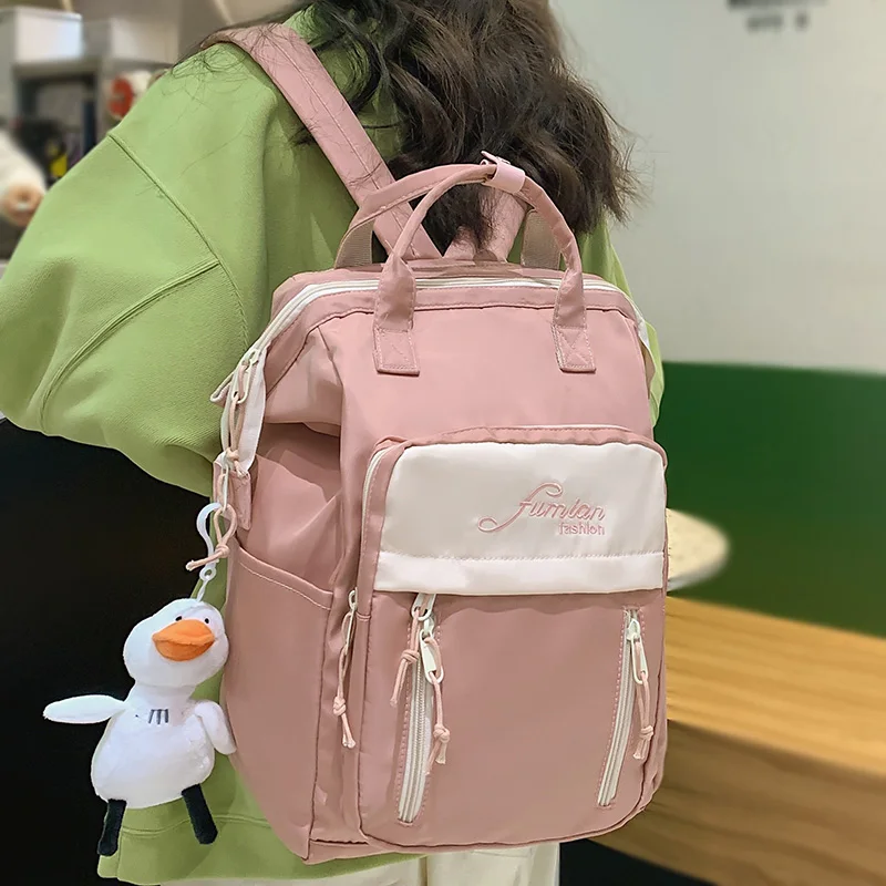 

Female Kawaii Mommy Bag Girl Cute Travel Student Backpack Trendy Fashion Lady College Backpack Women Laptop Waterproof Nylon Bag