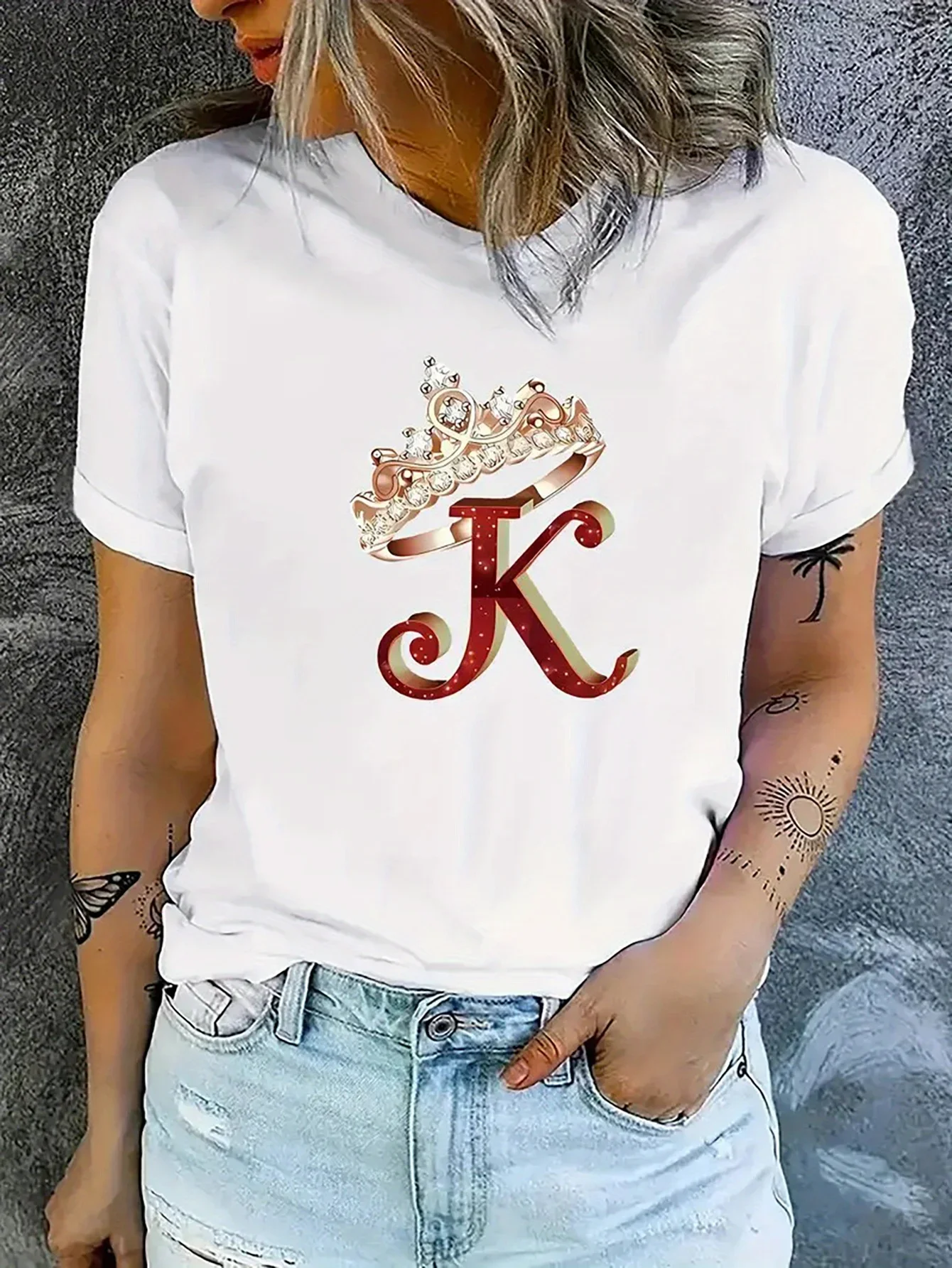 

Featuring Colorful Letter Prints White Women'S Clothing Summer Sale Women'S Short-Sleeve Round Neck T-Shirt Graphic Clothing﻿
