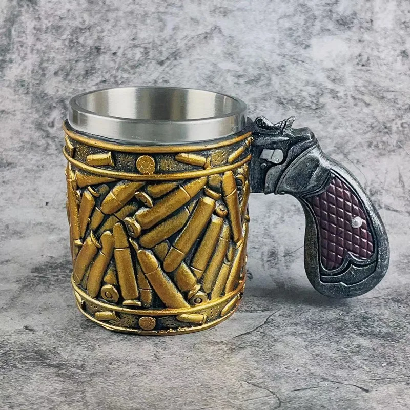 

Stainless Steel Cup, Creative Revolver, Bullet Cup, Shaped Wine Set, Texas Hold'em Table Game, Commemorative Gift, American Beer