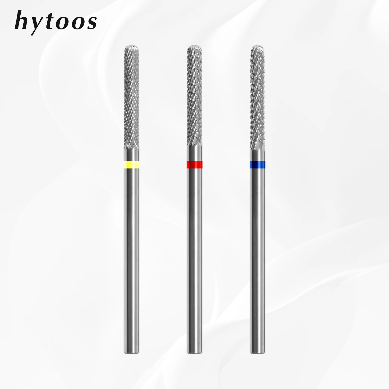 HYTOOS-brocas de carburo para uñas, varilla con corte R redondo superior, limpieza de cutículas, accesorios de taladro de Gel suave