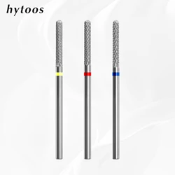 HYTOOS Rod Carbide Nail Drill Bits with Top Round R Cut Cuticle Clean Nail Bit Remove Soft Gel Drill Accessories