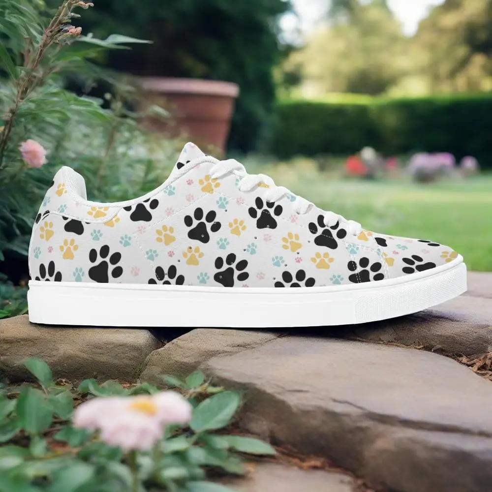 

Dog paw print casual sneakers white sneakers for spring stylish and versatile suitable for both men and women