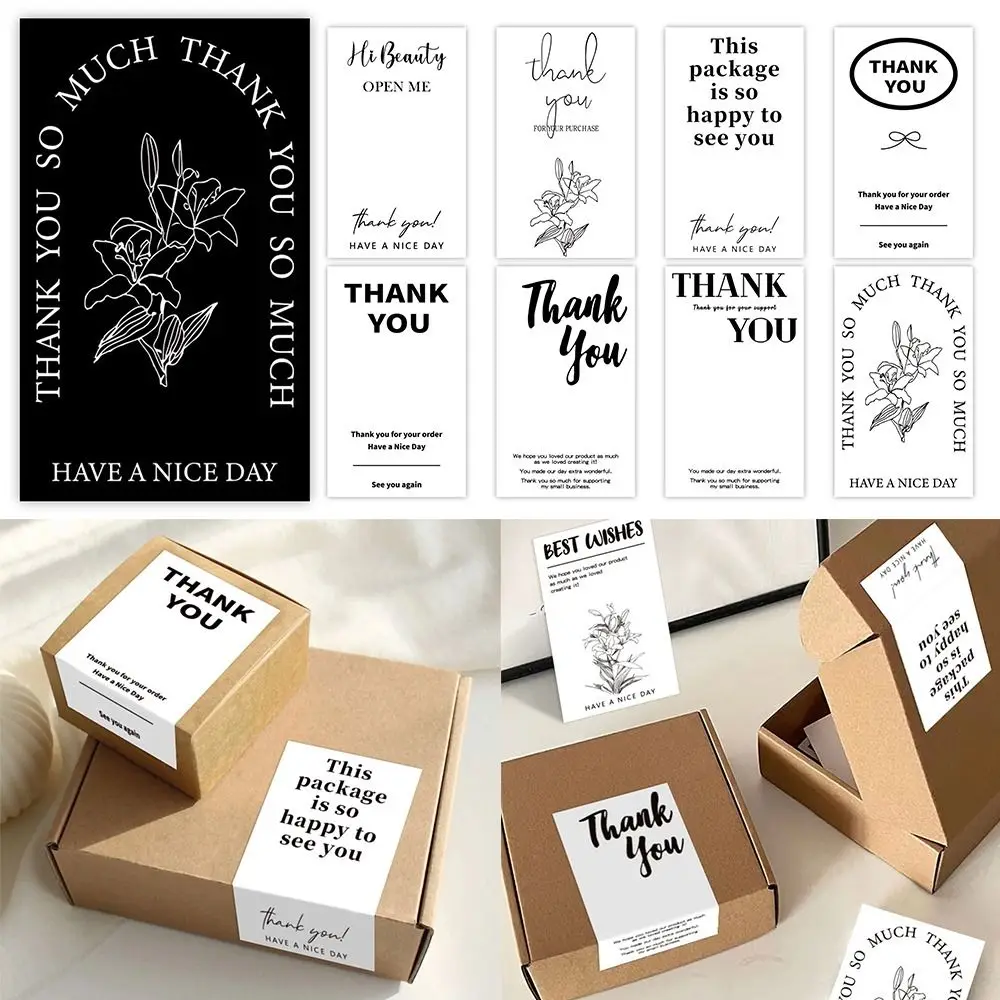 50PCS White Thank You for Your Order Stickers 5.4*9cm Commodity Packaging Thanks Decals for Small Business Wedding Favors view 2
