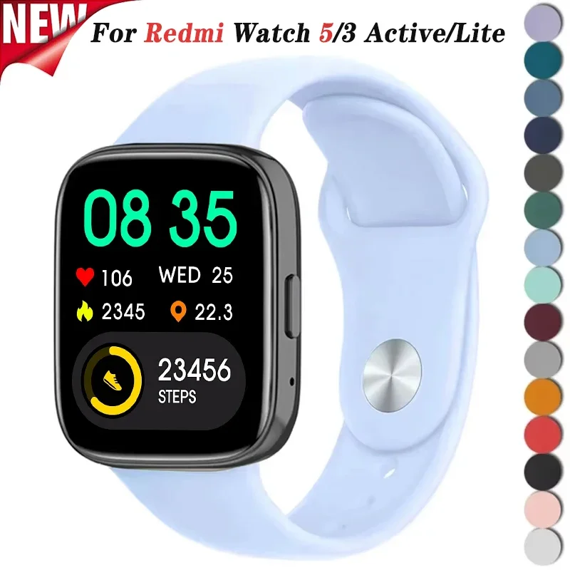 Silicone Strap for Redmi Watch 5 Active 5 Lite 22mm Sport Wristband Bracelet for Xiaomi Redmi Watch 3 Active 3 Lite Watchband