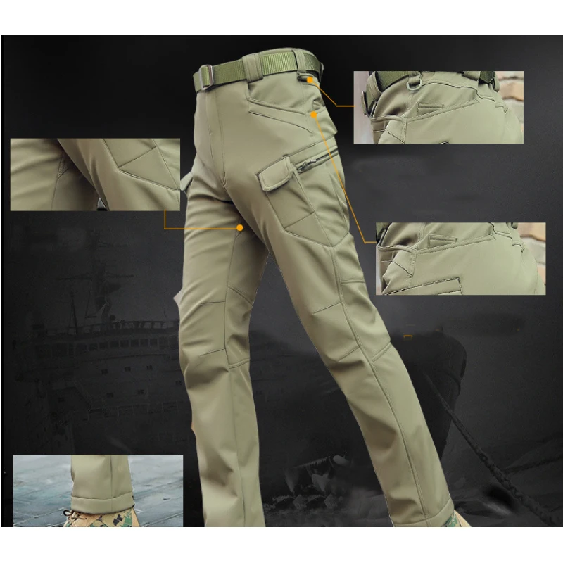 Pantalones tácticos impermeables de piel de tiburón Softshell para hombre, pantalón para exteriores, ejército, senderismo, Camping, S-3X, invierno, 2023