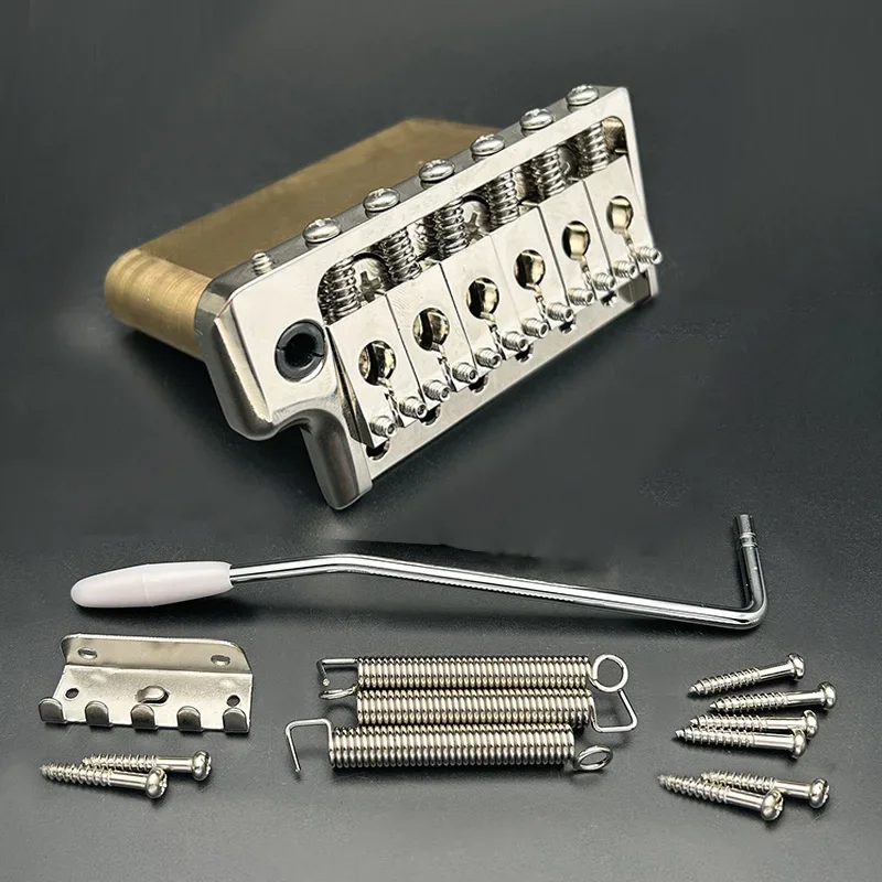 

Precision CNC machined Tremolo Bridge for PRS Style Electric Guitar, 52.5mm Full Solid Brass 6-Screws Tremolo Bridge Nickel/Gold