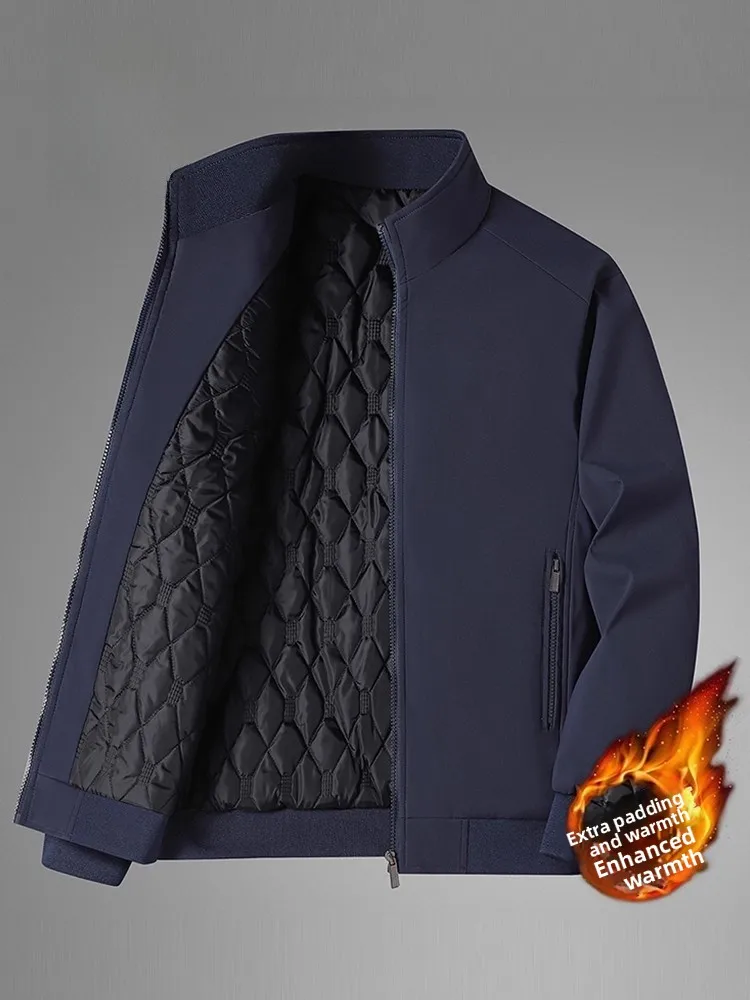 Hommes hiver coton Jaet Thiened col montant Adstrative Sle Fce doublé manteau Stand Fit grande taille tenue décontracté