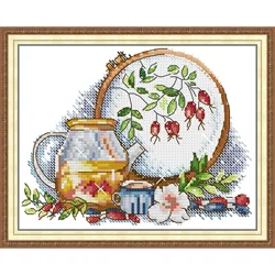 Joy Sunday Pre-printed Cross Stitch Kit Easy Pattern Aida Stamped Fabric Embroidery Set-Cross StitchandAfternoonTeainWinter
