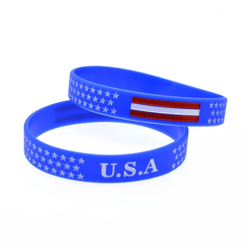 

50 Pcs American Independence Day Memorial Silicone Bracelet Blue
