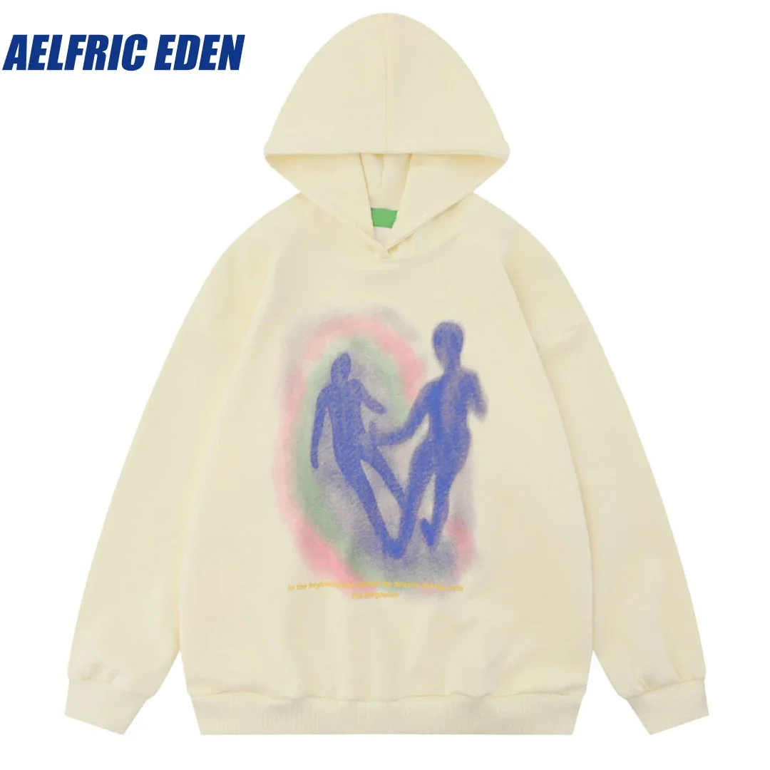 

Aelfric Eden Abstraction Shadow Print Hoodie Streetwear Harajuku Hiphop Graphic Hooded Sweatshirt Y2K Casual Loose Punk Pullover