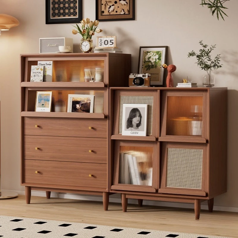Solid wood dining side cabinet integrated tea cabinet bookcase locker storage display