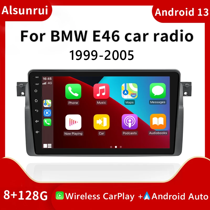 9'' 8-Core Car Radio Stereo for BMW 3 Series E46 M3 318/320/325/330/3351999-2005 - Car Stereo Andriod Auto Apple Carplay QLED