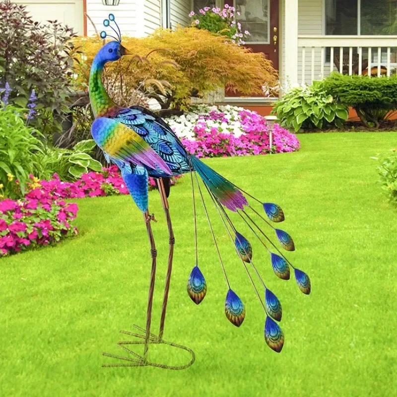 

35x20x7.5 Inch Metal Peacock Statues Indoor Outdoor Garden Art Sculptures for Backyard Porch Patio Lawn Pathway Decor