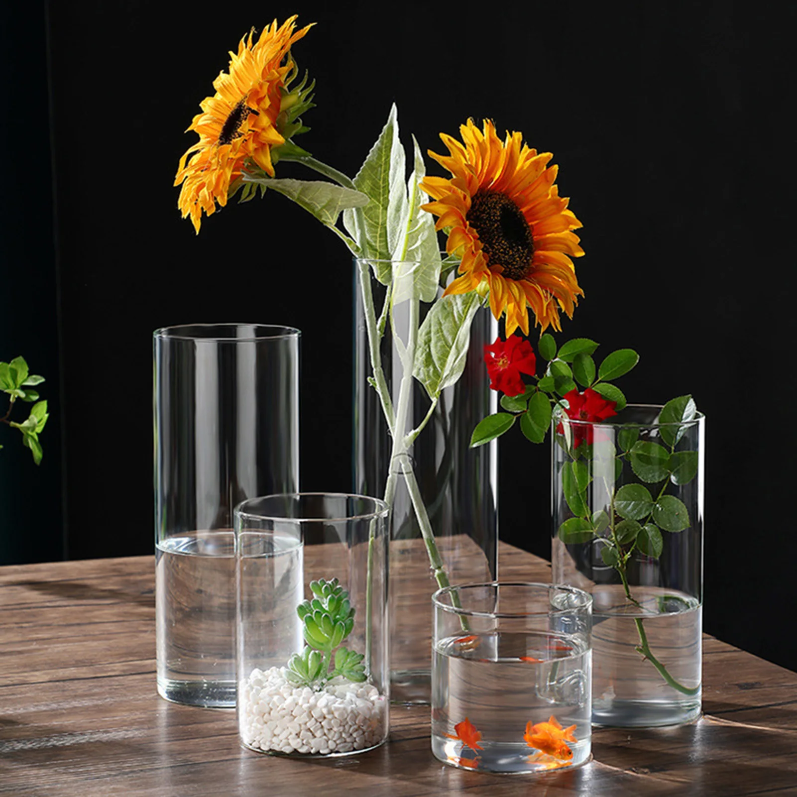 Glass Cylinder Vases Set 4