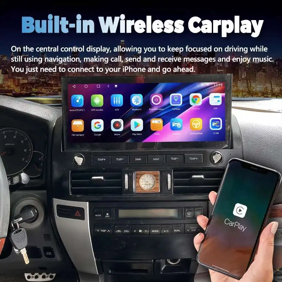 12,3 "Großen Bildschirm Drahtlose Carplay Für Toyota Prado 2003-2010 Für Lexus Gx470 Android Auto GPS Navigation multimedia Video Player