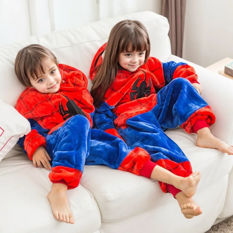 Lilo Stitch Cosplay Costume Boys Girls Spiderman Pajamas Plush Winter Warm Clothes for Boys Girls Halloween Christmas Gifts